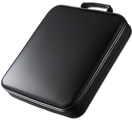 PAMINGONO DVD Organizer CD Aufbewahrungshülle mit 160 Steckplätzen V Förmiges Design Stoßfeste Kanten Platzsparende Schwarze DVD Hülle für Filme Musik und Spiele