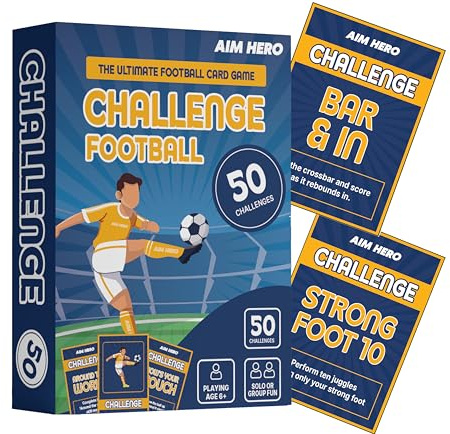 50 Challenge Flash Football Cards – Football Gifts for Boys & Girls 4-12 – Teenage Boy Gifts - Indoor & Outdoor Soccer Card Game with Shooting, Passing, Skills & Control Drills