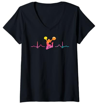 Damen Cheerleaderin Mädchen jubeln Mama Liebe Cheerleading T-Shirt mit V-Ausschnitt