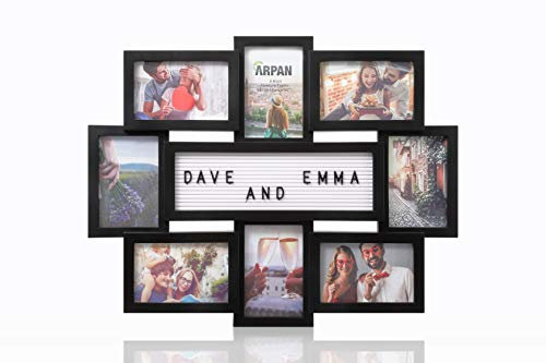 ARPAN Multi Aperture Personalised Alphabet or Number Photo Picture Frame Holds 8 X 6x4 Photos (Black)