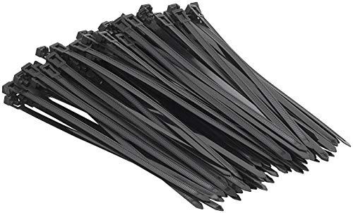 AGT Kabelbinder lösbar: 100er-Set wiederverschließbare Kabelbinder, schwarz, 250 x 7,6 mm (Kabelstrap, Kabelhalter, Haken)