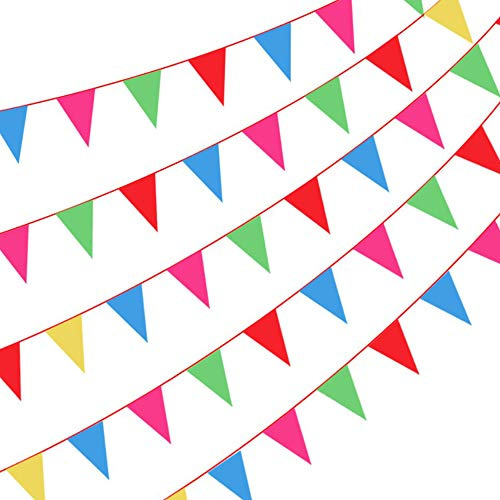 Amacoam 200M Wimpelkette Outdoor Wetterfest, bunt Girlande für Kinderzimmer und Geburtstagsparty