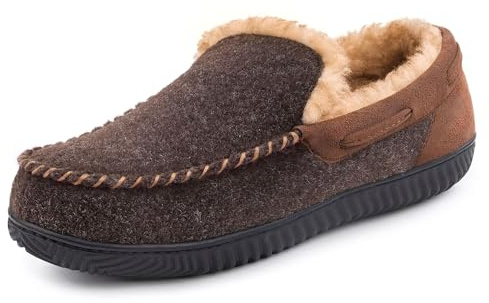 RockDove Herren Hausfeuer Mokassin Hausschuh mit Rückstellschaum, 46 EU, Mokka