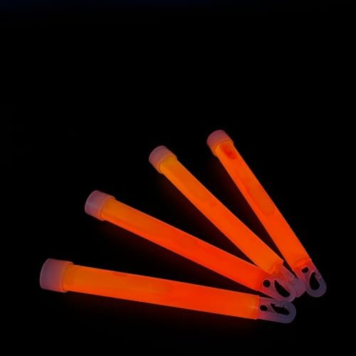KNIXS 25er Pack Power-Knicklichter/Knicklicht (15cm) inkl. Spezialhaken und Befestigungsband - orange Leuchtend Outdoor, Wegmarkierung oder Krisenvorsorge