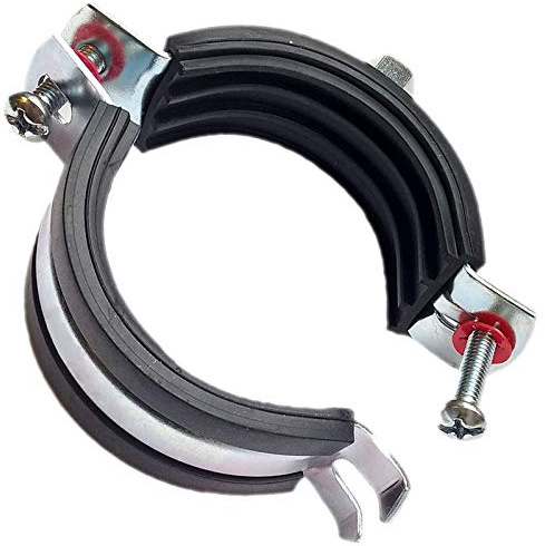MegaHaustechnik 2-Schrauben-Rohrschelle aus Stahl verzinkt, Spannbereich 75 bis 80mm Rohr-Außendurchmesser 2 1/2 Zoll, mit Schallschutz, mit M8 Gewinde-Mutter, Schraubrohrschelle
