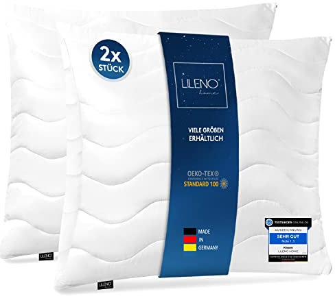 LILENO HOME Allergiker Kopfkissen 80x80 (2er Set) – 95°C waschbar, Oeko-Tex & Made in DE – Kissen 80x80 anpassbar für himmlischen Schlaf – Haut schmeichelndes & geruchsfreies Pillow