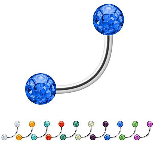 Treuheld® Multi-Kristall Piercing Banane | Stahl | 2 Glitzer Kugeln | 520 Varianten