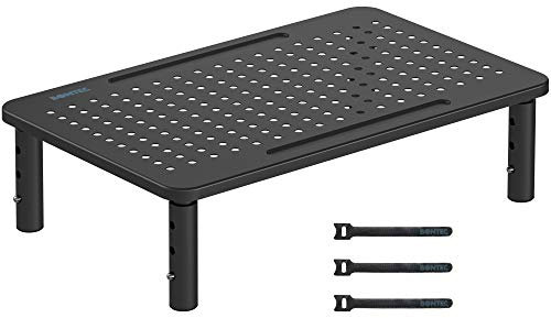 BONTEC Monitorständer Höhenverstellbarer Bildschirmständer Monitor-Raiser Ergonomischer aus hochwertigem Metall Ständer für Laptop, Computer, iMac, PC, Drucker bis 20 kg, Schwarz
