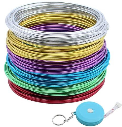 DXLing Basteldraht Set 6 Farben 2mm Durchmesser Schmuckdraht 5m je Farbe Dekodraht Metalldraht zum Basteln 6 Rollen Biegedraht mit Maßband für Weihnachtsdekoration Haus Dekoration