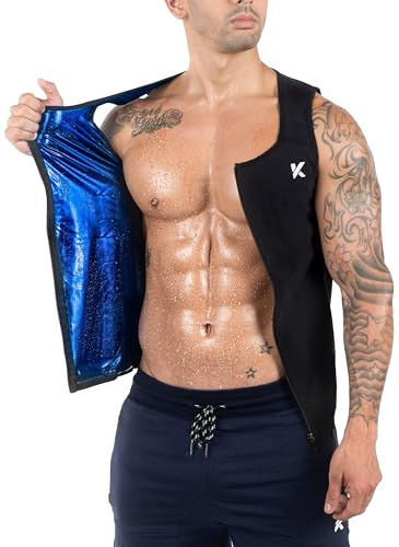 Kewlioo Värmefångande dragkedja för män svettförbättrande väst – bastudräkt tröja kompressionsväst formkläder topp för gym träning, Svart, L-XL