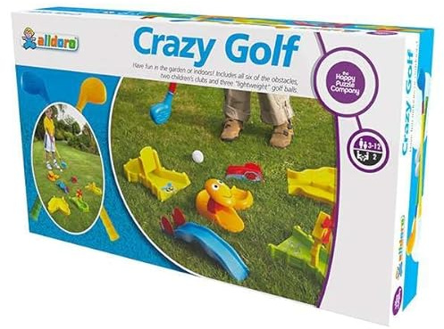 Crazy Golf Set for Kids – Indoor & Outdoor Mini Golf Game with 6 Fun Obstacles, 2 Child-Safe Clubs & 3 Soft Balls – Garden Toy for Boys & Girls Ages 3-12 – Develops Fine Motor Skills & Coordination