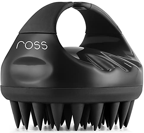 Ross Hair Scalp Massager Shampoo Brush with Soft Silicone Bristles for Anti Dandruff, Exfoliating with Scalp Care Manual Head Massager, 1 Count (Pack of 1) (Style 1, Black)