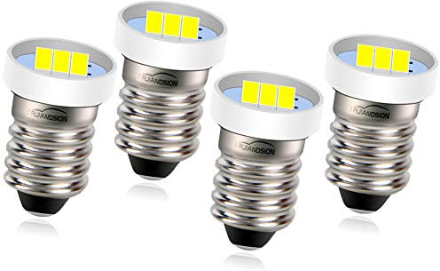 Ruiandsion E10 LED Torch Light Bulbs 6V Miniature Screw Bulbs Replacement for Headlamps Flashlights Work Lights,White (Pack of 10)