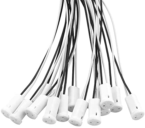 OMIGA 25 Stück G4 Lampenfassungen Keramik Fassung G4 Sockel Lampenfassung | Mit 10 CM Teflondraht Wärmeableitung und Hochtemperaturbeständig für Quarz-Leuchtmittel Halogenlichter LED-Lichter