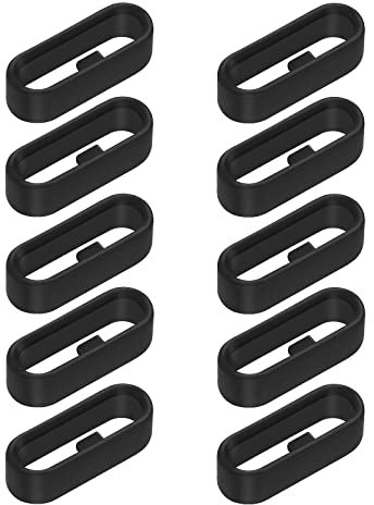 cobee soporte para correa de reloj, anillos de silicona para reloj,10 piezas de correa de reloj de repuesto negra para retenedor correa reloj deportivo inteligente (20mm, negro)