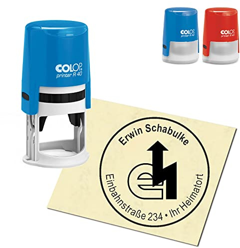 Stempel Adressstempel personalisiert - Elektriker - rund ∅ 40mm Automatikstempel als Firmenstempel Namensstempel Bürostempel