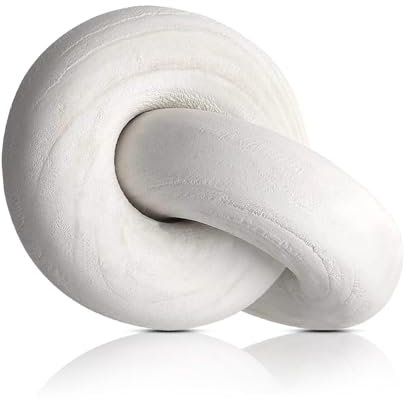 HAN-LBG Decoro con Nodo in Legno a 2 Maglie, Decorazione con Maglie a Catena in Legno della Fattori Decorativo Boho Intagliato a Mano Decorazioni da Tavola in Legno per Scaffale di Libri Fattoria