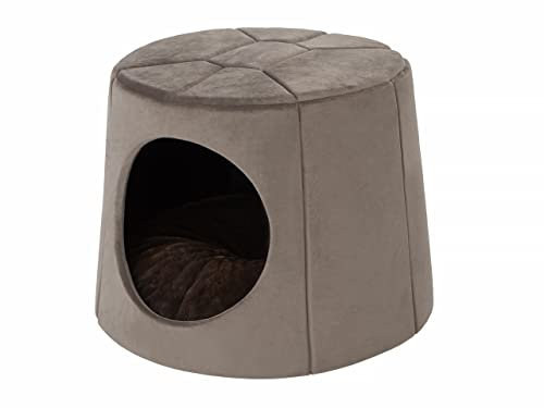 DOGGY Hundehöhle Hundebett Katzenbett Hundehütte Haustierbett Hundehaus Hundeliegen Hundesofa Korb Sofa Hundekissen Schlafplatz, Beige, 2: ∅70 x 53 cm