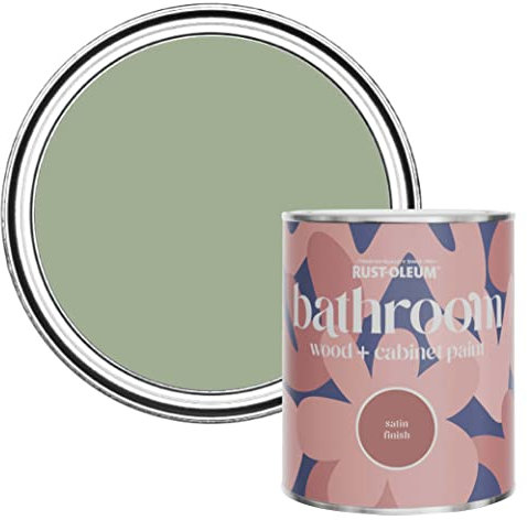 Rust-Oleum Feuchtigkeitsresistenter Badezimmerlack für Holz und Schränke in seidenglänzendem Finish - Khaki Grün 750ml