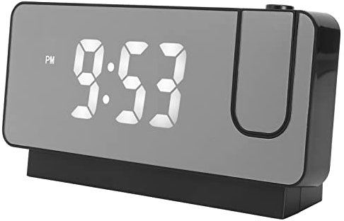 Reloj Despertador de Proyección, Reloj Despertador LED HD con Proyección en el Techo, Reloj Despertador Digital de Pared con Proyector Giratorio de 180°, Repetición, Temperatura (Negro)