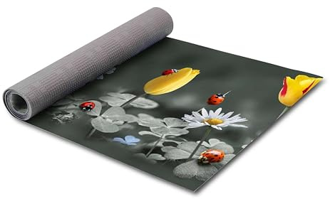 HomeLife Tappeto Cucina Antiscivolo Lavabile Made in Italy | Tappeto Passatoia al Metro PVC e Cotone con Stampa Colorata | Tappeto Cucina 100 cm in Vinile, Moderno e Decorativo con Fiori e Coccinelle