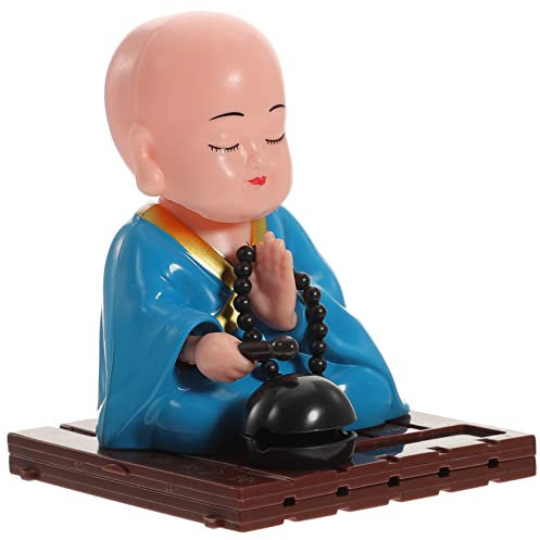 STOBOK Einzigartige Solarbetriebene Mönchstatue Armaturenbrettschmuck Abs-Material Auto-