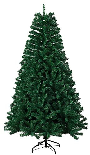 SHAVINGFUN Albero di Natale,Albero di Natale Artificiale 6Ft/180 cm 1200 rami,Folto,Effetto Realistico,Facile Montaggio,PVC,Base Metallica,Ignifugo Per decorazioni albero di natale
