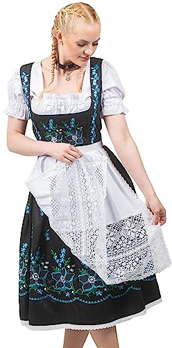 Dirndl Trachten Haus Women's 3-Piece Long Black Dirndl Dress Set For German Oktoberfest 18 XL