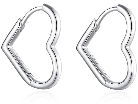 Jrêveinfini Corazón Pendientes Aro Mujer Plata de Ley 925, Pendientes Aro Niña Plata Pequeños, Antialergicos Pendientes Hipoalergenicos Niña, Original Regalo Navidad Cumpleaños Mujer Mama