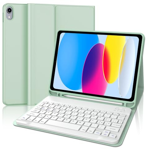 Tastiera per iPad A16 11 Generazione 11 2025/10 Generazione 2022 10.9 | Cover Keyboard Staccabile Italiano QWERTY, Custodia Tastiera Bluetooth con Portapenna per iPad A16 11/10 Gen, Verde chiaro