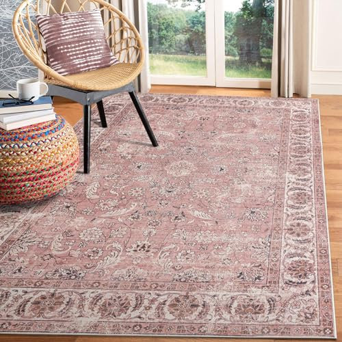 Taleta DAMAIA Waschbare Teppiche für Wohnzimmer, groß, rosa, Boho, rutschfest, Vintage-Teppich, weicher Kurzflor, orientalischer Bereich, Teppich für Küche, Schlafzimmer, Esszimmer (Rosa, 120 x 170 cm