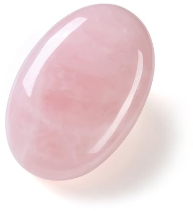 CrystalTears Rose Quartz Crystal Stone 2.4” Large Polished Pocket Palm Healing Crystals Gemstone Natural Oval Worry Stone for Anxiety Stress Relief Meditation Reiki Healing Crystal Gifts