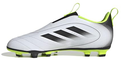 Adidas Unisex-Kids Goletto IX Laceless Firm Ground/Multi Ground Soccer, White/Black/Lucid Lemon, 13