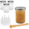 Lot de 4 Fermenteurs Bocaux de Fermentation de 435 ml avec Couvercle sans PVC, Grille de Fermentation, Pilon en Bois et Étiquettes
