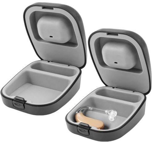 2 Pcs Hearing Aid Case, Waterproof Portable Storage Box, Hard Protective Box for Hearing Aid