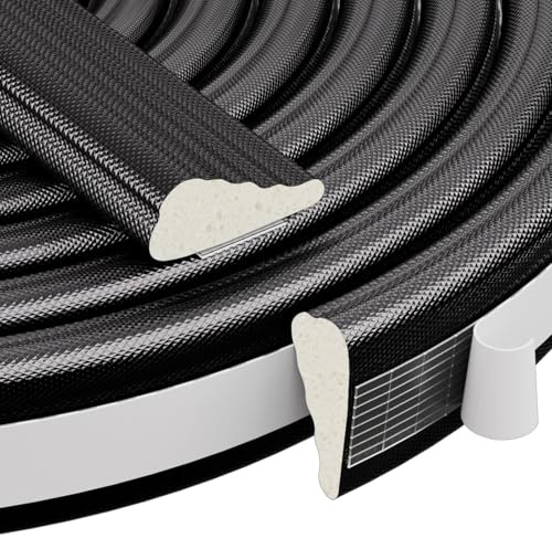 118Inch/3m Wedge-Shape Weather Seal Strip Draught Excluder for Windows and Doors,Self Adhesive Foam Anti-Collision Strip,Draft Excluder Tape Soundproof Waterproof Wind Blocker,Black