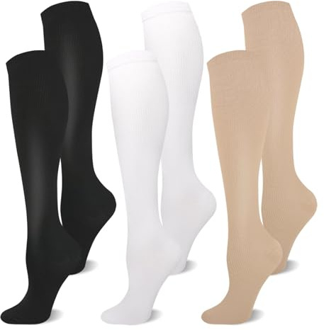 CAMPSNAIL 3 Paar Kompressionsstrümpfe Damen und Herren Stützstrümpfe | Kompressionssocken Kniestrümpfe,Compression Socks für Flug Sport Reisen Laufen Krankenschweste