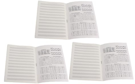 Schwarzes Übungsnotenbuch mit Papierstaffelung, 3 Stück-pack | Musiknoten und Songs, Wiederverwendbar mit Abreißseiten, für Draußen