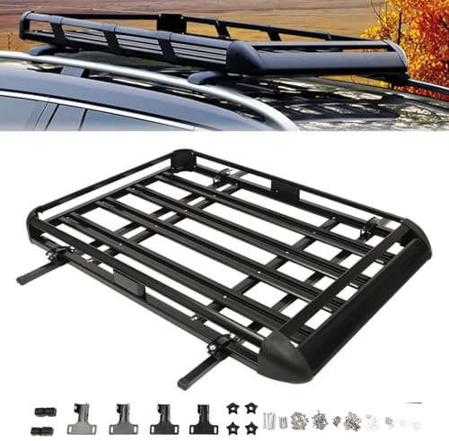 VonVVer Dachgepäckträger Korb 160x100cm - Auto Dachständer Korbwanne Aluminium Dachkorb Gepäckträger Gepäck bis 150KG Belastbar Universal Dachträger (Schwarz)