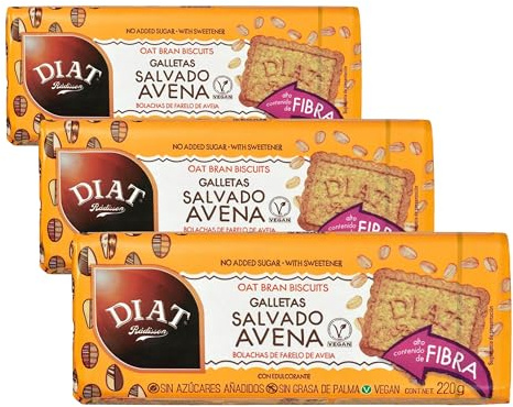 DIAT Radisson - Galletas de Salvado de Avena | Vegan y sin Azúcar Añadido | Ricas en Fibra | Enriquecidas con Ácido Fólico | Galletas Veganas de Avena (Paquete de 3)