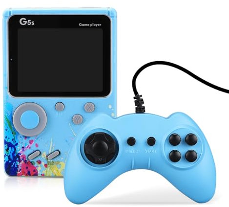 Console de jeu portable rétro avec écran de 3 – Plus de 500 jeux FC classiques, sortie TV et mode 2 joueurs – Mini système de jeu portable pour enfants et adultes (vert/bleu)