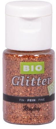 Rayher Bio-Glitter, fein, pastell kupfer, Streuglitter, Eco friendly, Bio-Qualität, Flasche 7 g, Glitzer ideal zum Basteln und Dekorieren, biologisch abbaubar, ohne Mikroplastik, 39590638