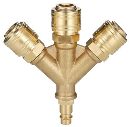 Airline Hose Connectors, 1/4 BSP Air Line Fittings, 4 Way Quick Release Y Splitter, for Air Pump Compressor, Compressed Air Distributor, Brass Coupling Plug