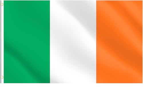 Bandera de Irlanda de 1,5 x 0,9 m, poliéster de doble cara, ojales de latón para decoraciones del día de San Patricio, rugby de las seis naciones, fiestas de fútbol Euro/Copa del Mundo, uso en