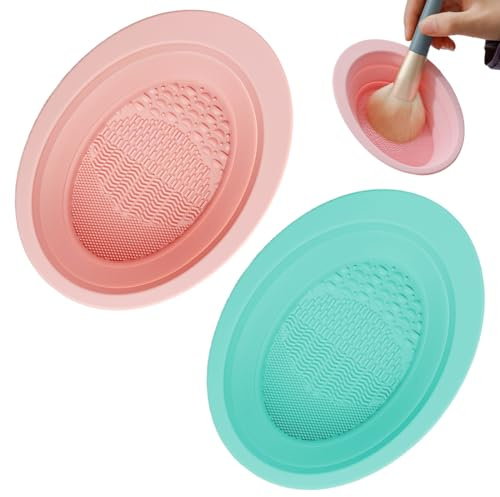 CATOR 2 Pcs Tapis Nettoyage Pour Pinceaux Maquillage En Silicone, nettoyeur pinceau maquillage, Nettoyeur Pliable Brosse En Silicone Portable Pour Nettoyer Les Pinceaux De Maquillage Éponges