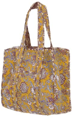 Coline - Sac matelassé imprimé nature - Couleur : Jaune
