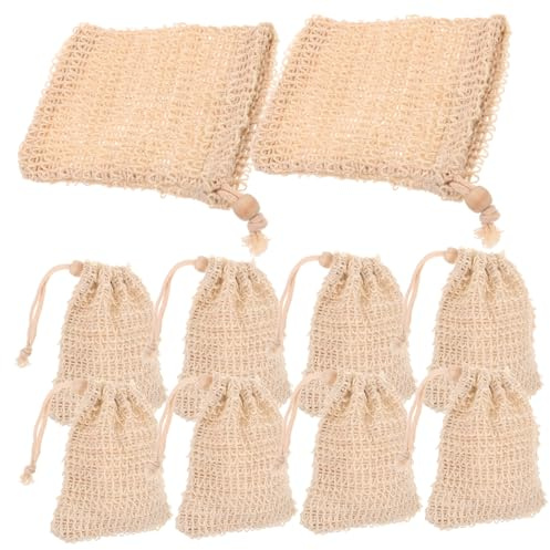 ADOCARN Bolsas para Jabón de Malla 10 Piezas 9x14 Cm Algodón y Lino Tejido, Bolsa Espumadora para Baño, Portátiles y Reutilizables, Ideales para Ducha y Viaje Color Aleatorio
