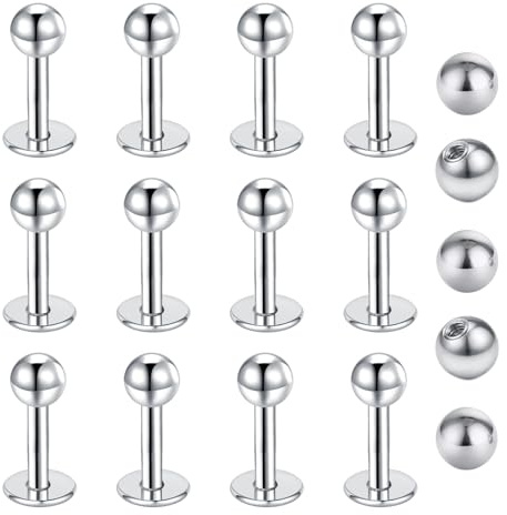 Gojewen Piercing Labbro 16G 4 mm Piercing Labret In Acciaio Inox Argento Piercing Trago Medusa