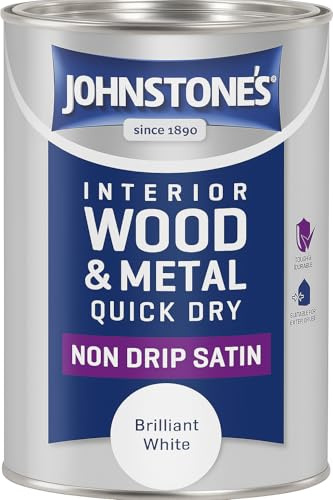 Non Drip White Satin Wood 1.25L – Quick Dry Interior Wood & Metal Radiator Paint – Brilliant White Satin Finish – Durable Mid Sheen for Doors, Skirting Boards, Trim & Furniture