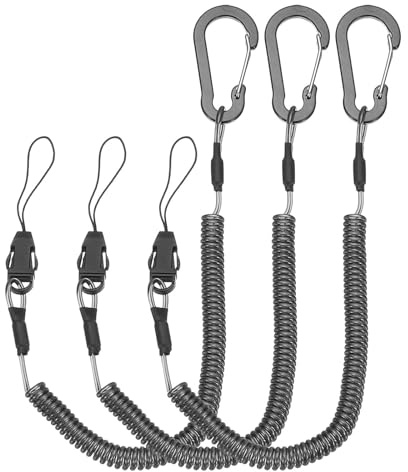 PATIKIL Coiled Lanyards with Buckle Retractable Safety Ring and Quick Release Detachable Buckle for Fishing Equipment